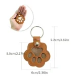 Pet Paw Print Leather Keepsake AirTag Case, Dog Cat Fur Storage Holder with Key Ring, Protective Cover for Tracker, Cute Memori - Image 5