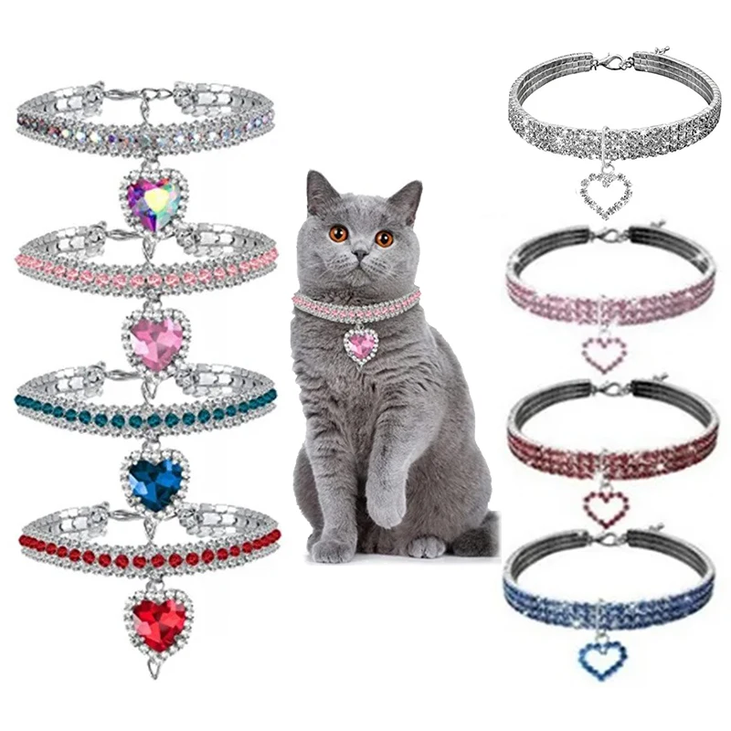 kf-S864f1cde417341b09153bd37f16b37495 Pet Necklace Love Water Drop Water Diamond Cat Collar Dog Neck Jewelry Exquisite Cute Cat Gem Alloy Puppy Kitten Pet Supplies - Image 1