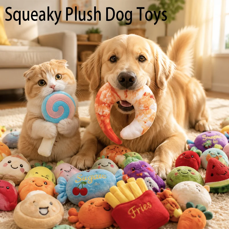 kf-S86e7a91d57c049fd83d42eb866133becp Cute Food Shape Plush Dog Toy Interactive Chew Toy for Small Medium Dogs Cats Durable Pet Supplies Birthday Gift - Image 1