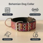 Bohemian Dog Collar Ethnic Print 5cm Wide Nylon, Double Pin Buckle Military Grade, D-Ring No Pull Heavy Duty Large Dogs - Image 2