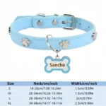 Customized Leather Dog Collar With Bone-Shaped Pet Tag, Double-Sided Engraved Pet Name And Phone, Metal Decoration Anti-Lost Foo - Image 2