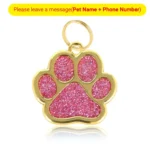 Personalized Collar Pet ID Tag Custom Free Engraved Cat Dog Puppy Name Necklace Gold Paw Glitter Pendant Pet Accessories 3CM - Image 5