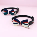 British-style striped bow tie with bells and cat collar, pet anti-asphyxiation collar, pet wedding bow, essential for daily fash - Image 6