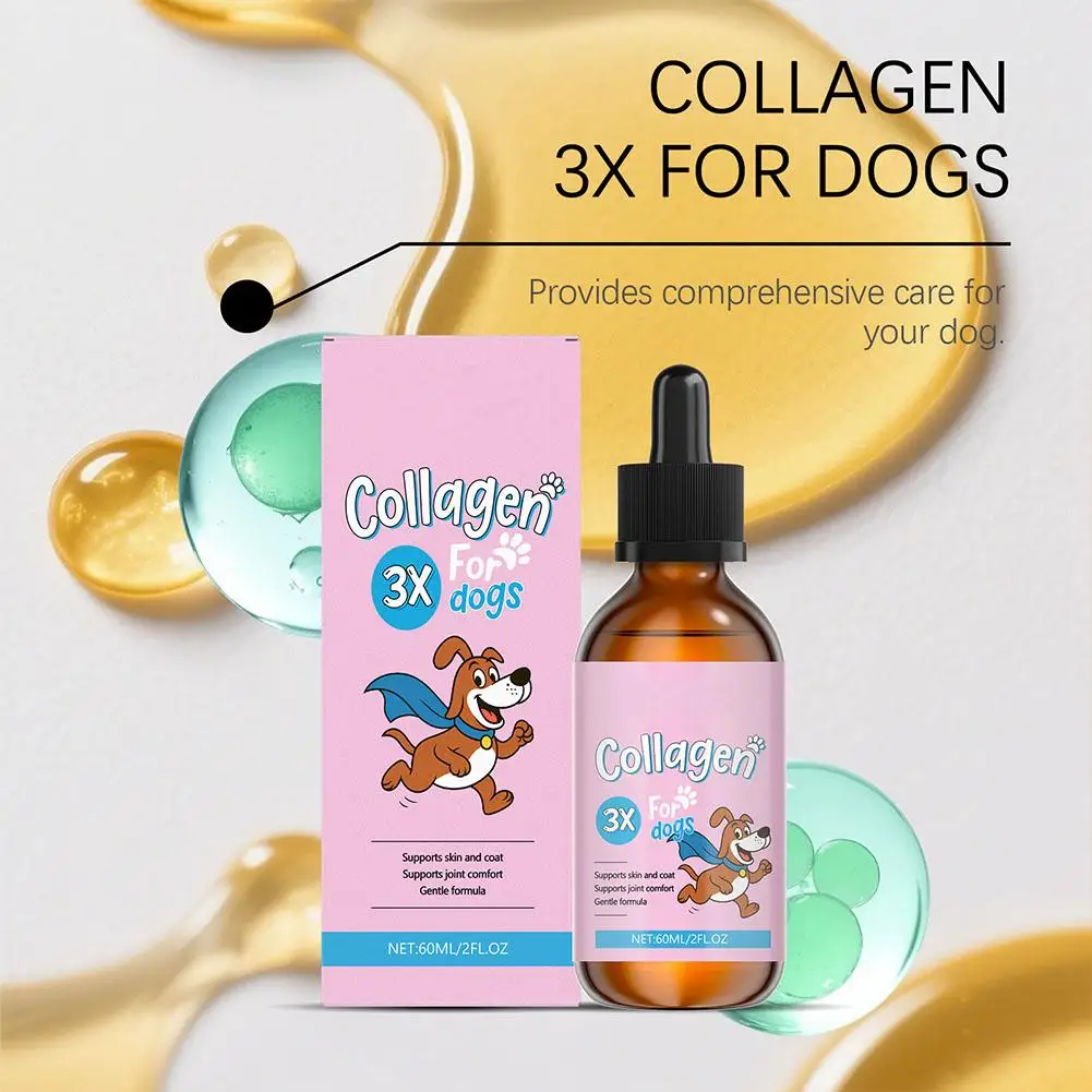 kf-S8c31219634534c46a3932945d424c821P 60ml Dog hair conditioner Dog Pet Collagen Based Staple Food Combined With Nutritional Supplement Drops Gentle Formula - Image 1