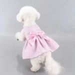 Kawaii Vertical Striped Summer Pet Clothes Soft with Bow Pet Dog Skirt Elastic Thin Dog Princess Dress - Image 7