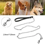 Heavy Duty Metal Chain Dog Lead With Leather Handle Long Strong Control Leash Outdoor Pet Traction Rope Anti Bite Chain Supplies - Image 5