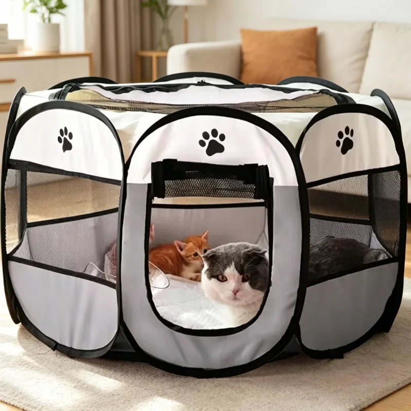 kf-S8d774a74cda9463ba5a4e64eb42e3580v Portable & Foldable Octagonal Pet Playpen Kennel Tent - Easy to Assemble Outdoor Shelter for Large Dogs and Cats - Image 1