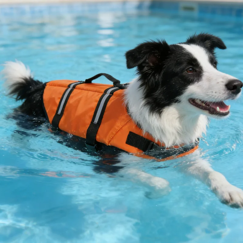 kf-S8e8b78f182124adab2470323ee0e96c2X Dogs Safe Vest Life Jacket Summer Clothes Puppy Sleveless Pet Supplies Swimsuit Large Dogs Costume Clothing Adjustable Swimwear - Image 1