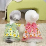 DOGLightweight Pet Princess Dress for Small Dogs (Poodle, Terrier, Pomeranian, Bichon Frise) with 26 Large Flowers Leash Dress
