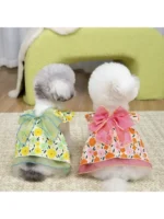 DOGLightweight Pet Princess Dress for Small Dogs (Poodle, Terrier, Pomeranian, Bichon Frise) with 26 Large Flowers Leash Dress