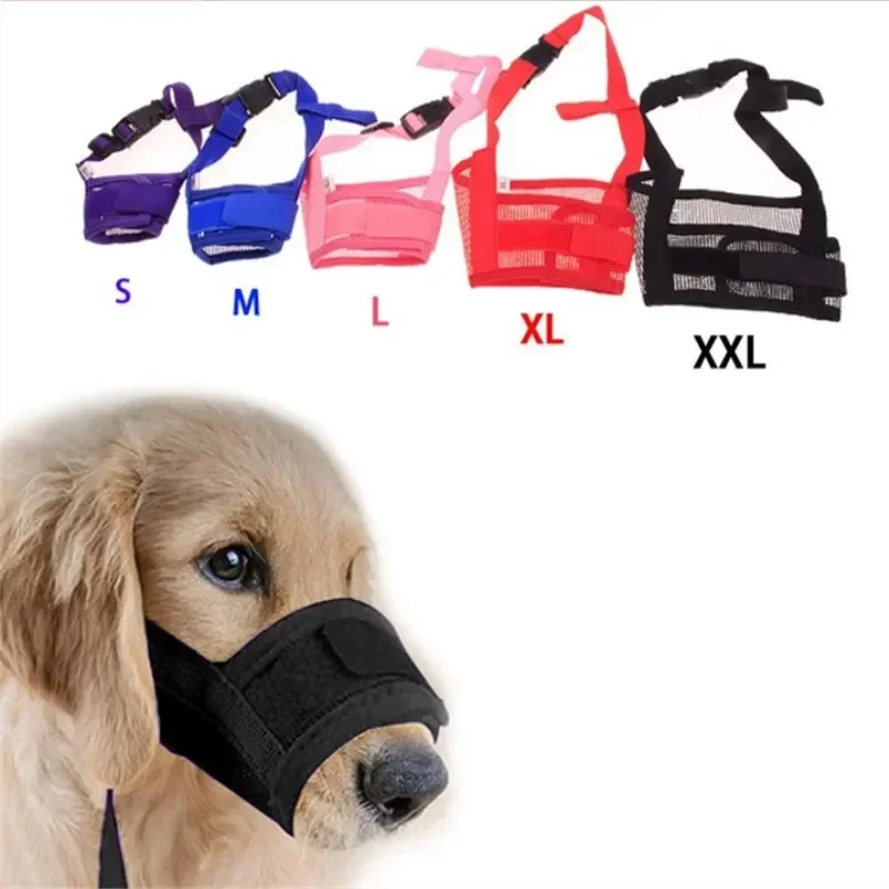 kf-S8f028f848b5a4baeb96833cb5cb2b180G Anti Barking Dog Muzzle For Small Large Dogs Adjustable Mesh Breathable Pet Mouth Muzzles For Dogs Nylon Straps Dog Accessories - Image 1