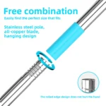 Carpet Rake for Pet Hair Removal , Dog Cat Fur Remover Rubber Broom, Stainless Steel Long Handle Lint Shaver Cleaner Tools - Image 3