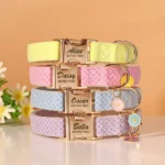 Custom Bling Nylon Dog Collar Free Engraved Puppy Dog ID Name Collars With Cute Flower Tag Accessory For Small Medium Dogs Cats - Image 2