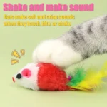 Cat Toys Sound Producing Mice Simulated Plush Colorful Feathers To Play With Cats And Mice Random Color Shipping - Image 3