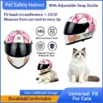 Pet Helmet for Cat Small Dog Pink Butterfly Pattern ABS Buckle Adjustable Strap Outdoor Riding Travel Safety Hat Photo Prop