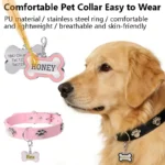 Engraved Dog Collar with Name & Phone Number Adjustable Custom Puppy Collar Pet ID Tag for Small Medium Large Dogs & Cats Collar