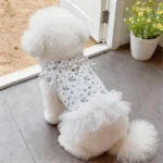 Summer Floral Print Pet Dog Dress with D-Ring Lace Ruffle Princess Skirt for Small Dogs And Cats - Image 2