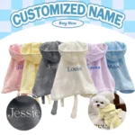 Custom Embroidered Name Pet Bathrobe Hooded Quick Drying Super Absorbent Microfiber Dog Bath Towel Full Body Wrap for Dogs Cats
