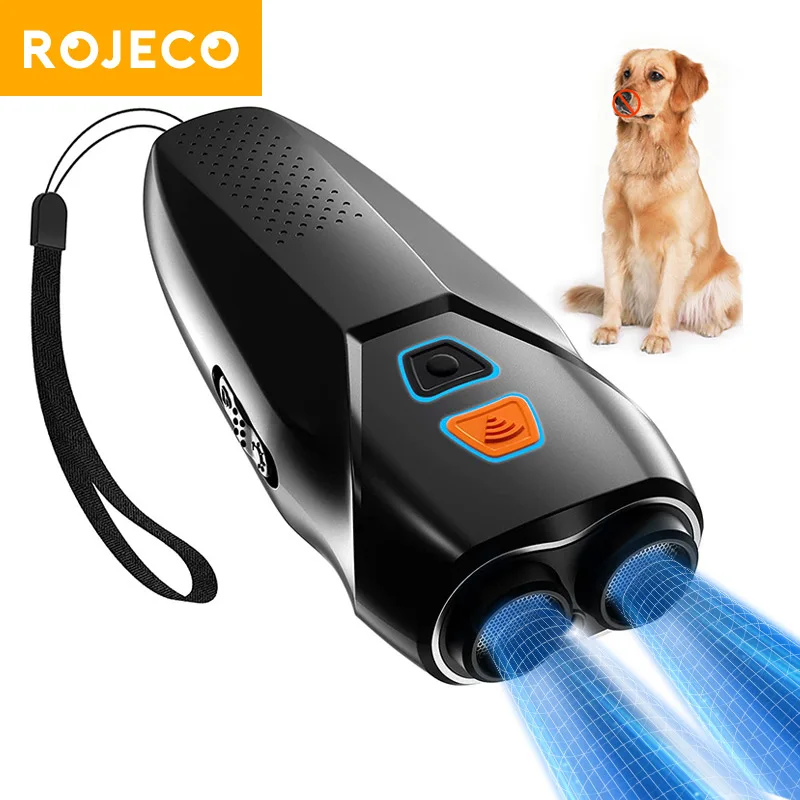 kf-S927f5732e1404dc29bac6796605109fcf ROJECO Ultrasonic Dog Repeller Anti Barking Dog Deterrent Training Device Pet Bark Stop Electric Repeller With LED Flashlight - Image 1