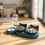 Pet Double Bowl Tilted Neck Protection Automatic Water Feeder Food Bowl Anti Choke Feeding Dish for Cat Dog Indoor Home Daily Us