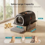 JHK 24IN Stainless Steel Cat Litter Box with Fully Enclosed 30L Large Cat Litter Box for Big Cats Cat Box Scoop and Mat Included - Image 5
