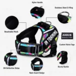 KOMMILIFE Adjustable Nylon Dog Harness Personalized Harness For Dogs Reflective Breathable Neck Guard Dog Harness Vest No Pull - Image 2