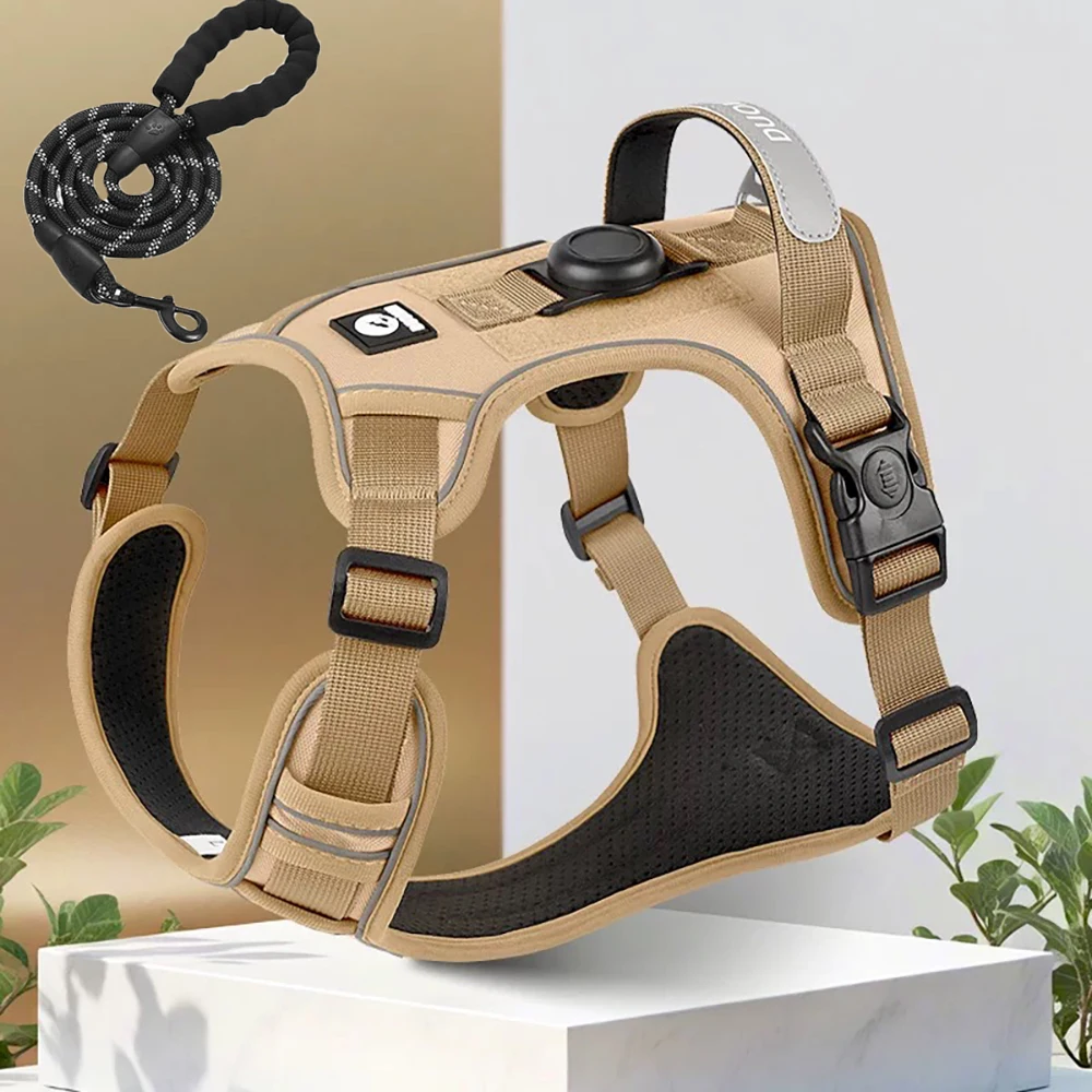 kf-S96385195e3e94120a15ba451d40adbefw Dog Harness with Airtag Holder and Leash Set-Premium Oxford Breathable Material Durable Reflective Dog Harness and Leash Set - Image 1