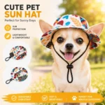 Printed Pet Dog Hat Adjustable Cap for Small Medium Puppy Dogs Pug Corgi Dachshund Outdoor Walking Photo Party Costume Accessory