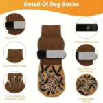 4PCS Anti-Slip Cozy Dog Socks Adjustable Band Anti-Scratch Paw Protection Socks Soft Cotton Strong Grip Pets Knitted Socks - Image 6