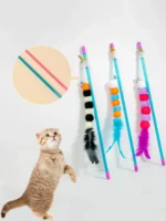 1 PCs New Elastic String Imitated Furs Bug Funny Cat Stick Suitable for Cats