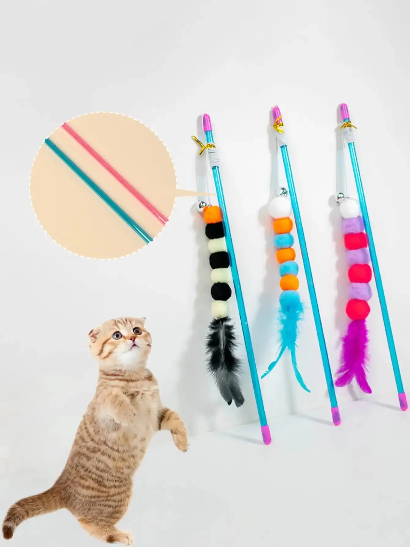 kf-S9a979d4c0fb64cc086fce766d516bd29x 1 PCs New Elastic String Imitated Furs Bug Funny Cat Stick Suitable for Cats - Image 1