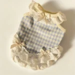 Cute Plaid Lace Pet Dress for Small Dogs Cats, Bowknot Ruffle Skirt Puppy Kitten Outfit, Summer Dog Cat Clothes