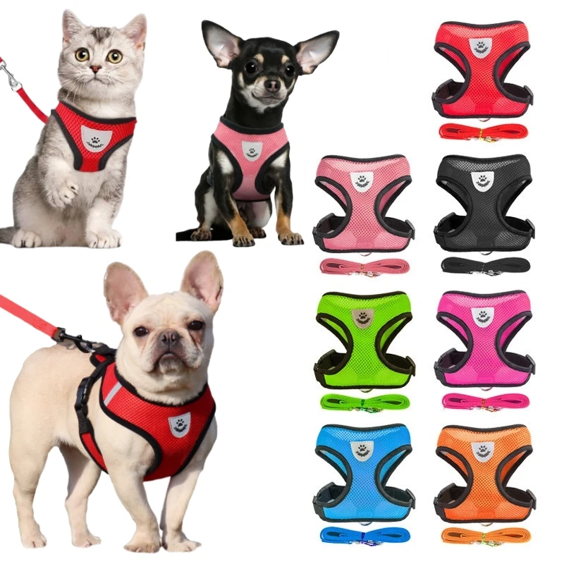 kf-S9beb700c772e42cca43522e881d91a26y Breathable Mesh Cat Small Dog Harness And Leash Kitten Cats Harnesses Little Dog Puppy Harness For French Bulldog Chihuahua Pug - Image 1