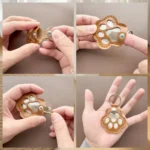 Pet Paw Print Leather Keepsake AirTag Case, Dog Cat Fur Storage Holder with Key Ring, Protective Cover for Tracker, Cute Memori - Image 4