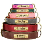 Customized PU Leather Nameplate Dog Collar Soft Padded Dogs Collars Free Engraving Name for Small Medium Large Dogs Adjustable - Image 3