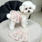 2026 Bichon Cherry Princess Skirt Anti shedding Small Dog Clothes Yorkshire Breathable Strap Popular Teddy Skirt