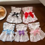 Dog Summer Clothes Heart Print Bow Dress for Chi Summhuahua Puppy Sweet Skirt Cotton Dress for Girl Dog Cat Princess Pet Costume - Image 4