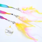 Simulation Feather Interactive Cat Toy Satin Ribbon Bell Cat Stick Toys Kitten Playing Teaser Wand Toy Cat Supplies Accessories - Image 2