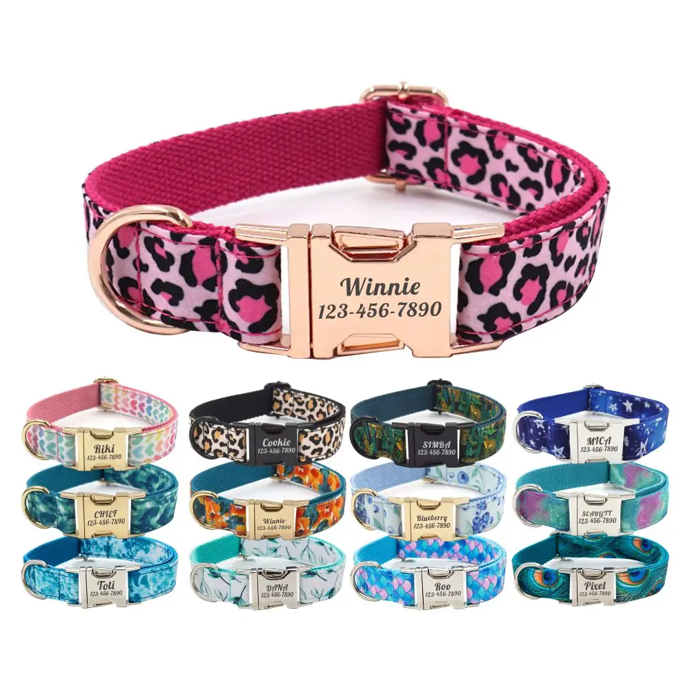 kf-S9ec0f91d3f7644c4b30bb0e7ecc03c01s Personalized Dog Collar Custom Pet Collar Free Engraving ID Name Tag Pet Accessory Lovely Puppy Collar Leash - Image 1