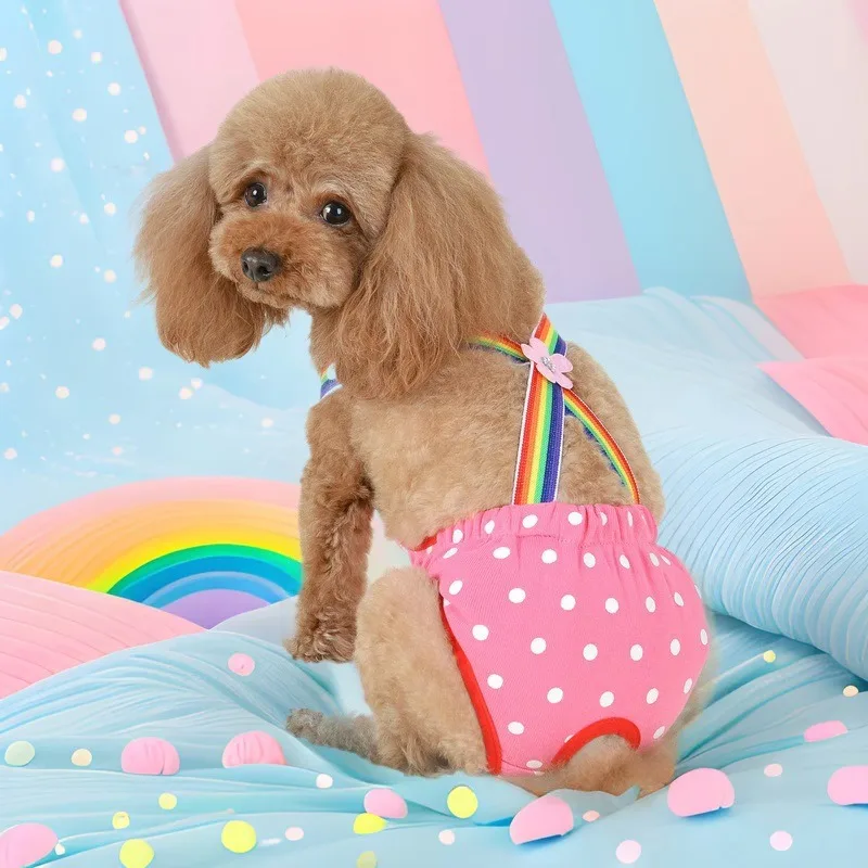 kf-S9f18d7117b084d55b97edf237718a6a6E Female Dog Sanitary Panties Breathable Strap Type Reusable Washable Pet Diaper Shorts Summer Thin Heat Period for Teddy Dogs - Image 1