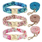 Nylon Printed Dog Collar Harness Leash Mesh Puppy Cat Vest Personalized Pet Collars Anti-lost For Small Medium Dogs Cats Pink - Image 4