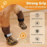 4PCS Anti-Slip Cozy Dog Socks Adjustable Band Anti-Scratch Paw Protection Socks Soft Cotton Strong Grip Pets Knitted Socks - Image 2