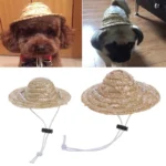 Cute Adjustable Pet Woven Hat Dog Decorative Hat Photo Prop Universal Dog Cat Sunshade Cap Run Straw Hat For Small Dog Puppy Cat - Image 5