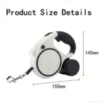 LED Retractable Dog Leash 5M Nylon Traction Rope with Garbage Bag Holder, Durable Automatic Extension Dog Lead for Pet Outdoor W - Image 2
