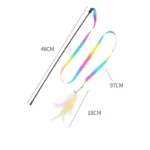 Simulation Feather Interactive Cat Toy Satin Ribbon Bell Cat Stick Toys Kitten Playing Teaser Wand Toy Cat Supplies Accessories - Image 6