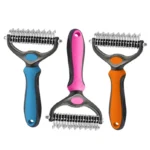 Pet Grooming Accessories High-Quality Double-Sided Stainless Steel Dog Cat Brush with Fine Bristles - Image 2