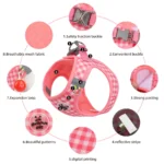 Checkered Pet Harness Cat Leash Small Dog Harness Kitten Outdoor Breathable Reflective Cat Chest Strap Plaid Walk Bichon Frise - Image 2