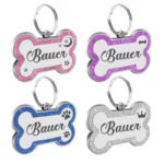 Customize Double-Sided Dog & Cat ID Tag - Glitter Design, Anti-Lost Bone Shape Essential Pet Collar Accessory for Identification - Image 2