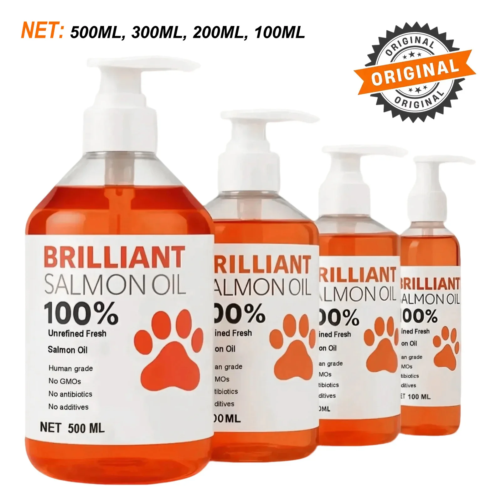 kf-Sa49c2c51fcfe4fbb9b88fa4d4d9d2a01j Human-Grade Salmon Oil (500ml, 300ml, 200ml 100ml) for Dogs & Cats Omega 3 Fatty Acids Supplement for Optimal Health & Nutrition - Image 1