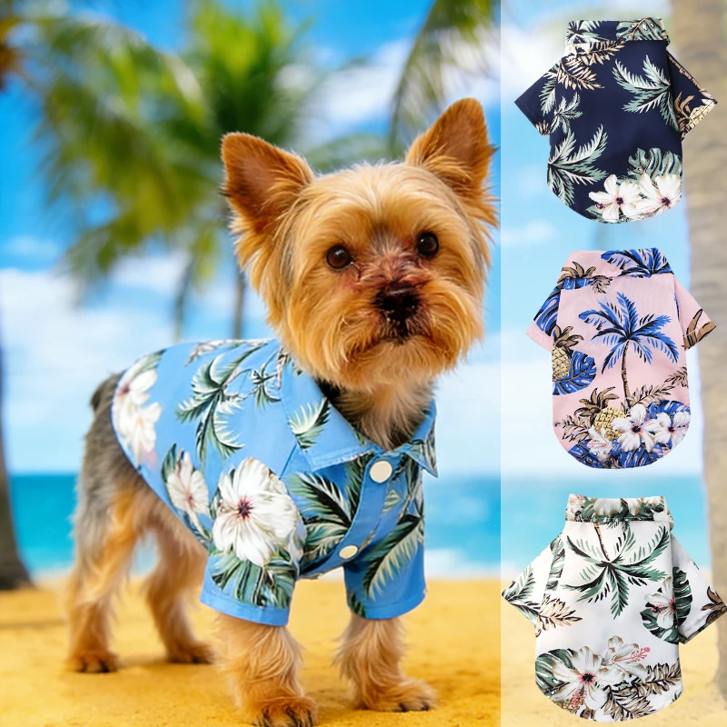 kf-Sa5c20b6ff53e441e9de8dee8ad57575c2 Hawaiian Style Pet Dog Clothe Summer SandBeach Dog Shirts for Small Medium Dogs Puppy Cat Clothing Ropa Perro Pug French Bulldog - Image 1